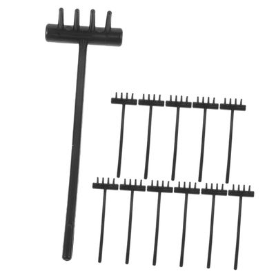 Yardwe 12pcs Mini Sand Rake Set for Boys and Girls Colorful Plastic Gardening Tools Small Lightweight Rakes for Zen Garden Beach Play and Sandbox Fun