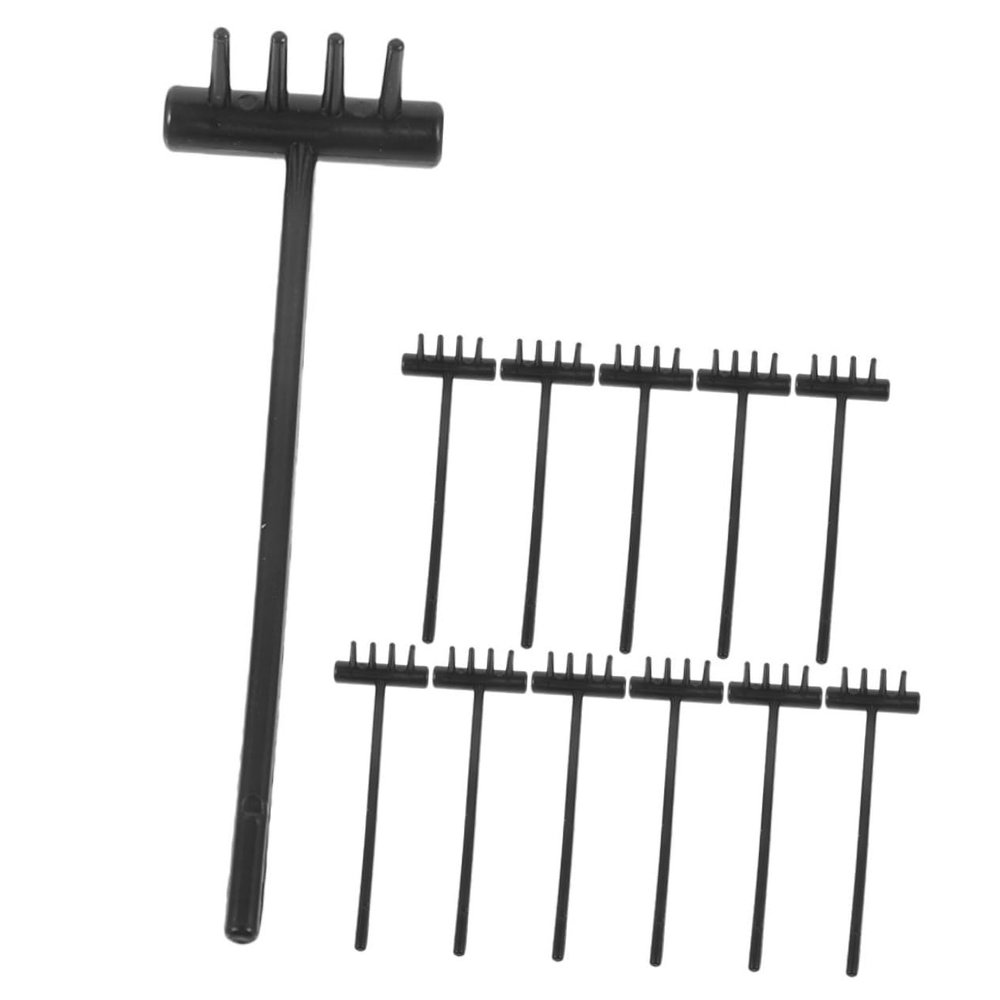 Yardwe 12pcs Mini Sand Rake Set for Boys and Girls Colorful Plastic Gardening Tools Small Lightweight Rakes for Zen Garden Beach Play and Sandbox Fun