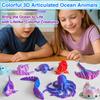 3D Printed Sea Animals - 12Pcs Large Articulated Ocean Creatures Set - Flexible Fidget Toys for Kids Birthday Gifts, Party Favors, Goodie Bag Fillers, Desk Decor, Fun Educational Toy for Boys & Girls view 3