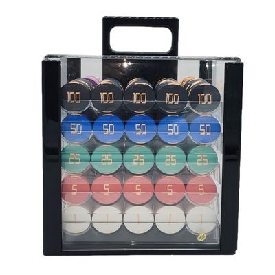 1000pcs 10g Golden Club Ceramic Poker Chips Set with Acrylic Case