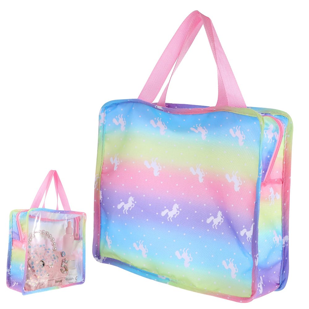 ibasenice Portable Pouch Handbag for Dress up Dolls Multi-Function Storage Bag Unicorn Design