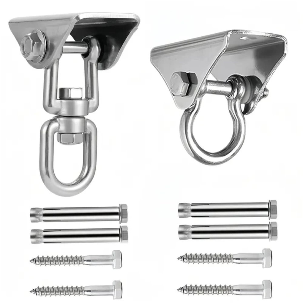 2pcs Wooden Concrete Swing Set with a Silent Swinging Frame Heavy Duty Stainless Steel Swing Hooks, and a 360Welded Hanging Brackets(Size1)