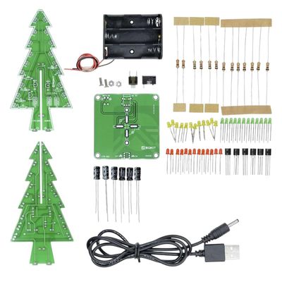 3 Color Led | DIY 3D Tree Soldering Practice Electronic Science Assemble Kit 3 Color/7 Color Flashing Led PCB New 2026 High for Reliable Electronic Component, Precision, Stable Performance