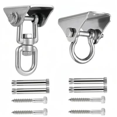 2pcs Wooden Concrete Swing Set with a Silent Swinging Frame Heavy Duty Stainless Steel Swing Hooks, and a 360Welded Hanging Brackets(Size2)