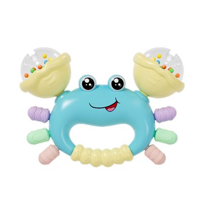 HAOHAOSHUA Baby Crab Rattle Toy - ABS Material, Handheld Crab Shaped Toy for Infants, Early Education Grip & Smart Toy for Newborn Boys and Girls(345A) (Blue)