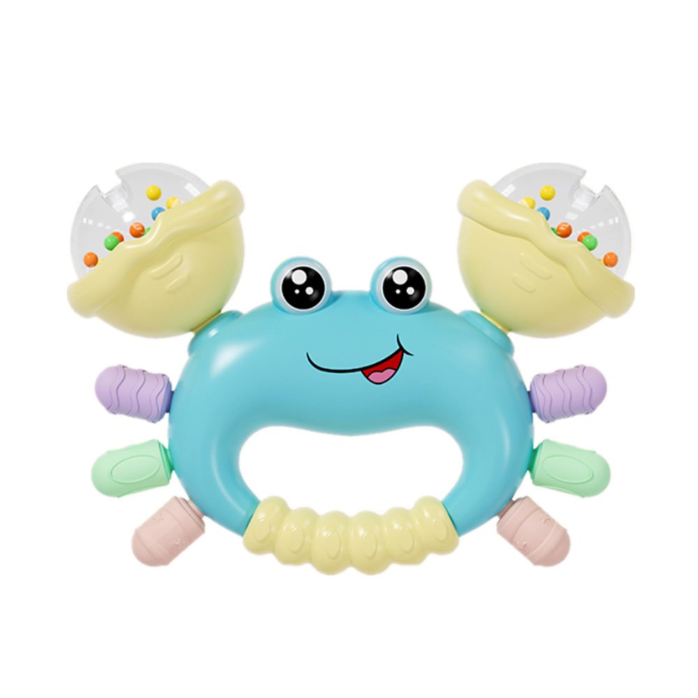 HAOHAOSHUA Baby Crab Rattle Toy - ABS Material, Handheld Crab Shaped Toy for Infants, Early Education Grip & Smart Toy for Newborn Boys and Girls(345A) (Blue)