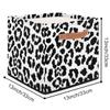 JMAVZWS Animal Leopard Print Cube Storage Bins 13 inches Fabric Storage Baskets with Leather Handles Shelf Organizers Collapsible Closet Cube Bins for Clothes Home view 2