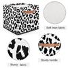 JMAVZWS Animal Leopard Print Cube Storage Bins 13 inches Fabric Storage Baskets with Leather Handles Shelf Organizers Collapsible Closet Cube Bins for Clothes Home view 3