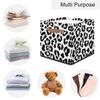 JMAVZWS Animal Leopard Print Cube Storage Bins 13 inches Fabric Storage Baskets with Leather Handles Shelf Organizers Collapsible Closet Cube Bins for Clothes Home view 4
