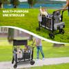 Touheart Wagon Stroller for 2 Kids - Double Seater Push Stroller with Canopy | Collapsible Foldable Wagon for Kids Toddlers & Infants with Removable Seat Pads (Grey) view 4