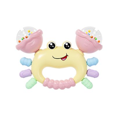 HAOHAOSHUA Baby Crab Rattle Toy - ABS Material, Handheld Crab Shaped Toy for Infants, Early Education Grip & Smart Toy for Newborn Boys and Girls(345A) (Yellow)