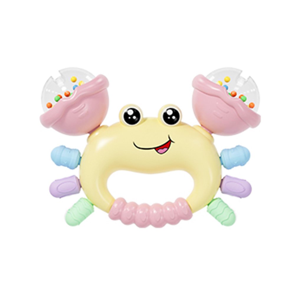 HAOHAOSHUA Baby Crab Rattle Toy - ABS Material, Handheld Crab Shaped Toy for Infants, Early Education Grip & Smart Toy for Newborn Boys and Girls(345A) (Yellow)