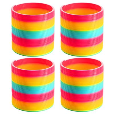 Jumbo Rainbow Spring Coil Toy - (4-Pack) 6" Plastic Giant Spring Coil for Kids, Big Spring Toys for Boys and Girls, Neon Colorful Rainbow Coil Spring for Party Favor, Great for Prizes, Gifts, Birthday