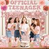 13th Birthday Decorations for Girls  53pcs Official Teenager Decorations Backdrop, Banner, Honeycomb Centerpieces, Hanging Swirls, Foil & Latex Balloon, Cake & Cupcake Toppers, Sash, Pom Poms view 4
