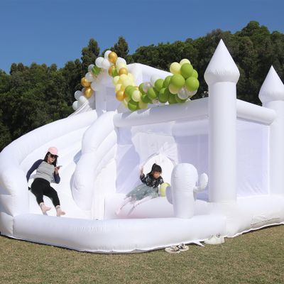 16FT White Bounce House - Large Commercial Inflatable Bounce House for Adults Kids,100% PVC Bouncy Castle with Widened Slide & Big Ball Pit for Party Wedding Backyard 16x14x10.5ft