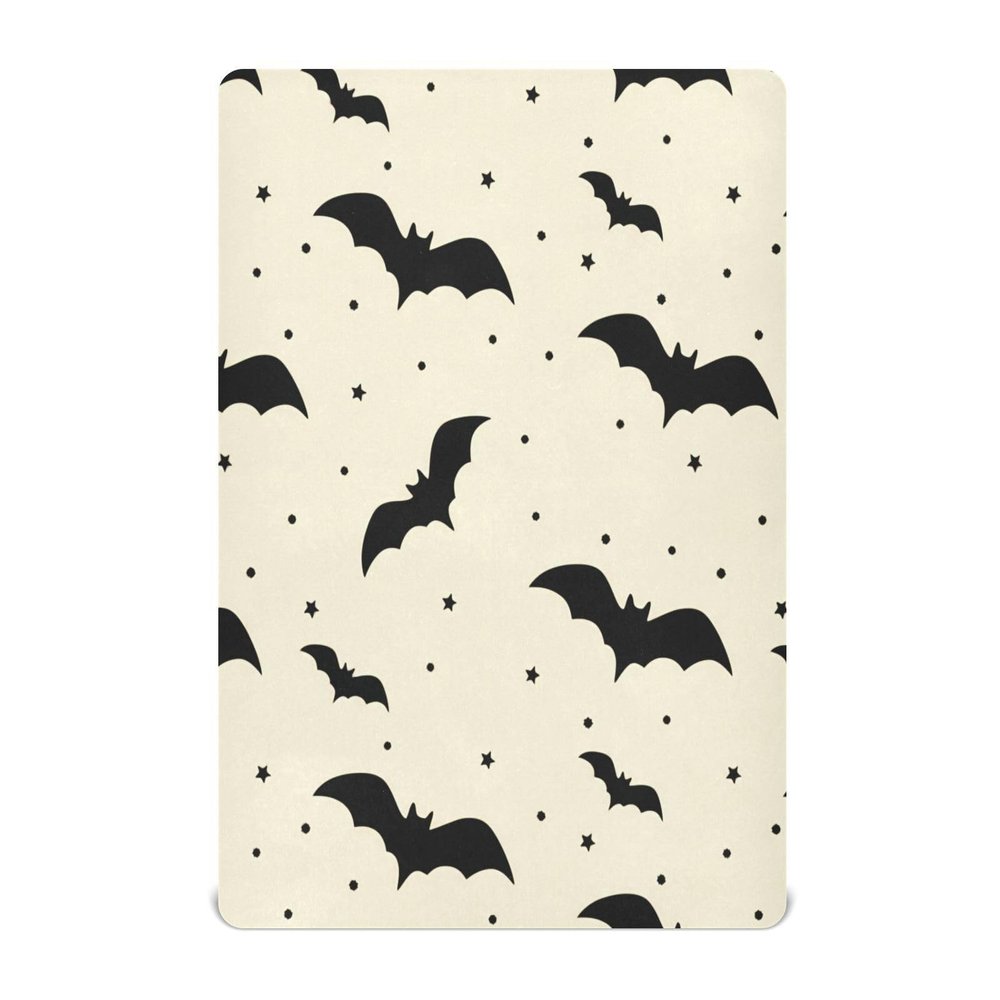 Gravopti Halloween Crib Sheets for Girls and Boys, Halloween Black Bats Soft Breathable Cotton Crib Sheets for Toddler Bed Mattress 52X28 Inch