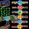 144PCS Monster Truck Party Favors for Kids, 96 Glow Tattoos Pre-cut + 24 Slap Bracelets + 24 Light Up Spinning Toys, Birthday Goodie Bag Stuffers, Stocking Stuffers, Glow in The Dark Supplies view 2