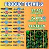 144PCS Monster Truck Party Favors for Kids, 96 Glow Tattoos Pre-cut + 24 Slap Bracelets + 24 Light Up Spinning Toys, Birthday Goodie Bag Stuffers, Stocking Stuffers, Glow in The Dark Supplies view 4