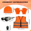 5 Pcs Orange Hunting Costume Set Orange Reflective Hunting Clothes Kids Reflective Safety Vests and Beanie for Outdoor Adventure view 2