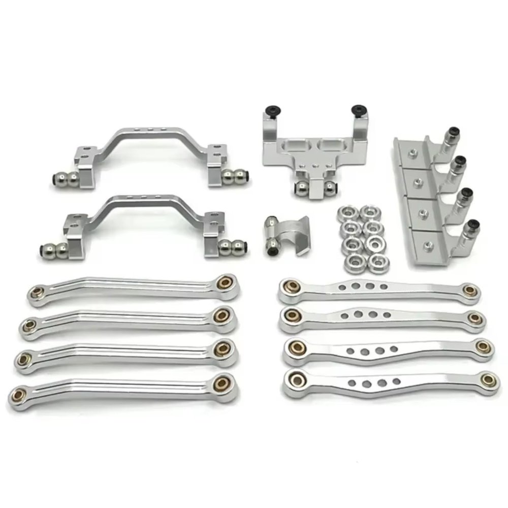 tctrbvv Rc Connecting Rod for WPL C64 C64-1 1/16 Metal for Chassis Link Rod Pull Rod Shock Mount Servo Bracket Set RC Car Parts and Accessories Upgrade Replacement Use(Silver)