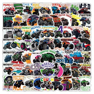 100pcs Cool Monster Truck Stickers for Kids, Waterproof Vinyl Stickers Easy to Decorate The Car Motorbike Helmet Skateboarding Laptop Personality Modification Must-Have