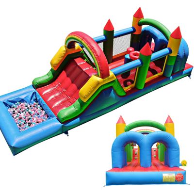 Eachup 25FT Commercial Grade Bounce House,Full PVC Water Slides Bounce House for Big Kids 3-12 with rawl Tunnels,Obstacle Course Bounce House for Party Backyard School Event
