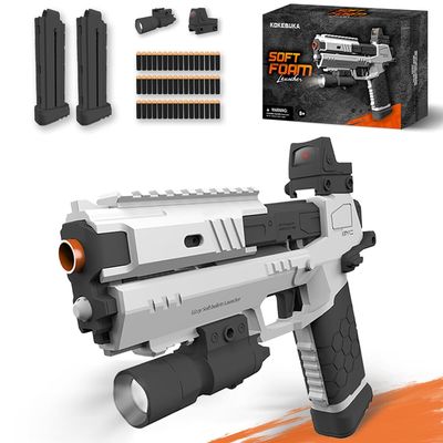 Foam Dart Blaster Pistol, 2.0 Upgrade Toy Gun with 48 Darts, 2 Magazines, Red Dot Sight & Flashlight  Realistic Toy Foam Pistol for Kids Age 8+ & Adults, Birthday
