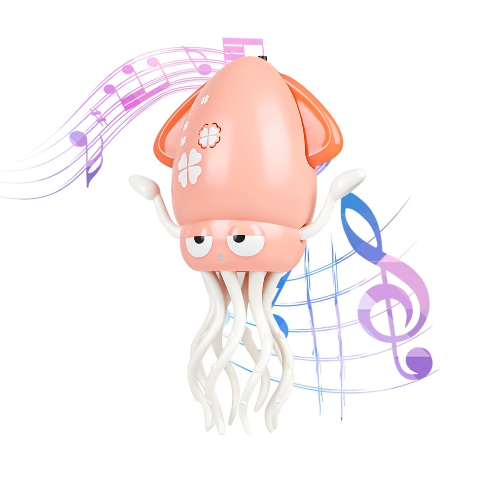 Dancing Octopus Baby Toy,Pink Music & Interactive Sensory Toys for 3 6 9 12 Month & 1 2 3 Year Old,Crawling Dancing Squid Toy forgirl Baby Sensory Toy,baby Birthday Gift & Christmas Stocking Stuffers