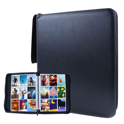 9 Pocket Trading Card Binder, Baseball Cards Collection Binder, Double Sided Pocket PU Card Collection Binder for Sports, Movie Star, Anime Character, Game Collector Cards(Black)