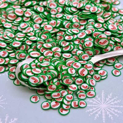 Candy Cane Peppermint Polymer Clay Sprinkles, Fake Christmas Dessert Slices, Mint Nail Art Charms, Miniature Holiday Treat Embellishments (Non Edible) (15 gram bag)