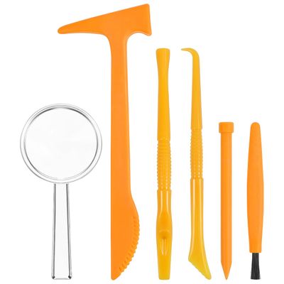 Gatuida 3 Sets Kids Dig Tool Toy Set, Plastic Digging Hammer, Brush, Chisel, Scraper, Archaeological Excavation Kit, Pretend Play Dig Kit Toys