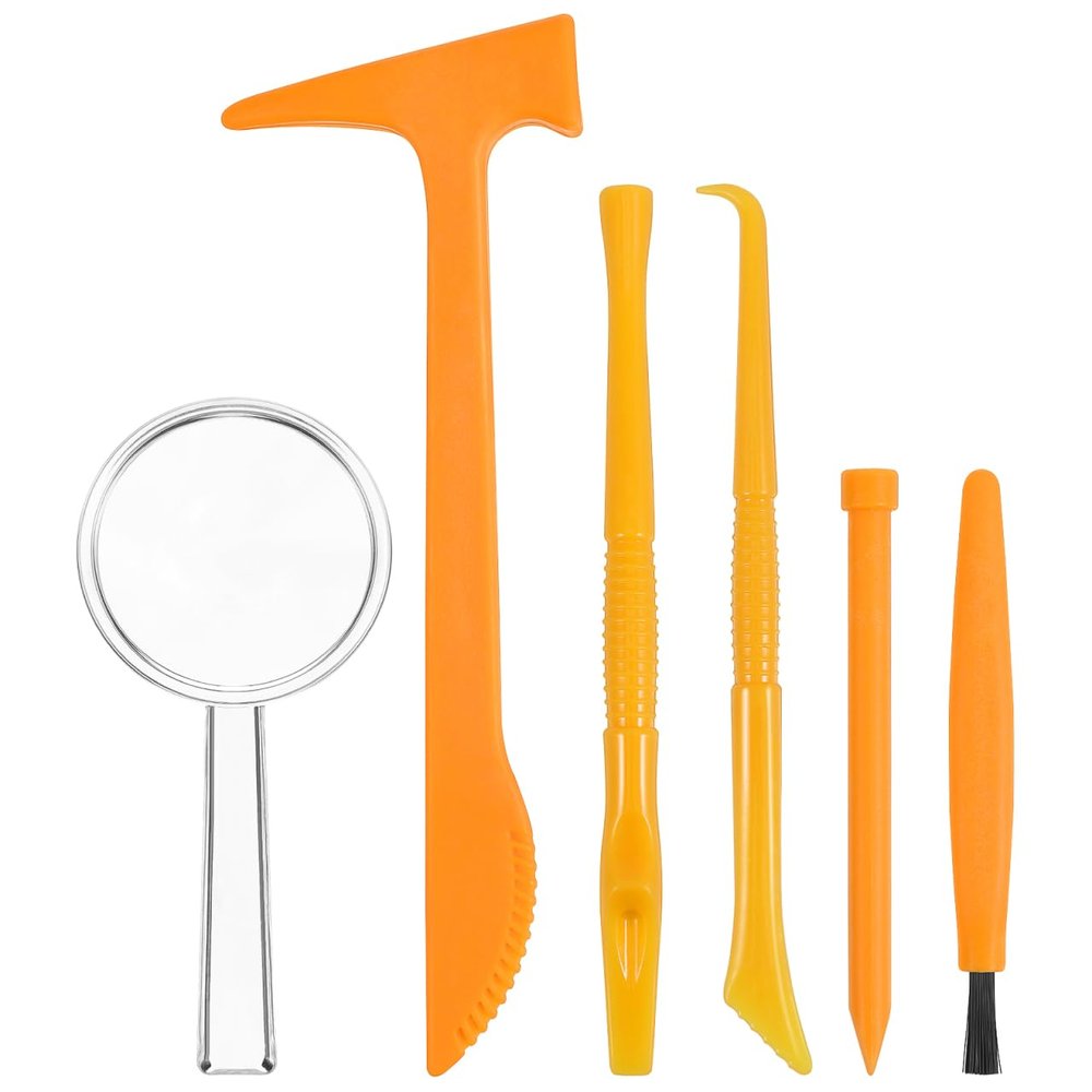 Gatuida 3 Sets Kids Dig Tool Toy Set, Plastic Digging Hammer, Brush, Chisel, Scraper, Archaeological Excavation Kit, Pretend Play Dig Kit Toys