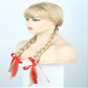 LeMarnia Horror Doll Wigs for Girls Blonde Braid Wigs with Bangs and Red Bow Halloween Costume Wig view 2