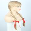 LeMarnia Horror Doll Wigs for Girls Blonde Braid Wigs with Bangs and Red Bow Halloween Costume Wig view 3