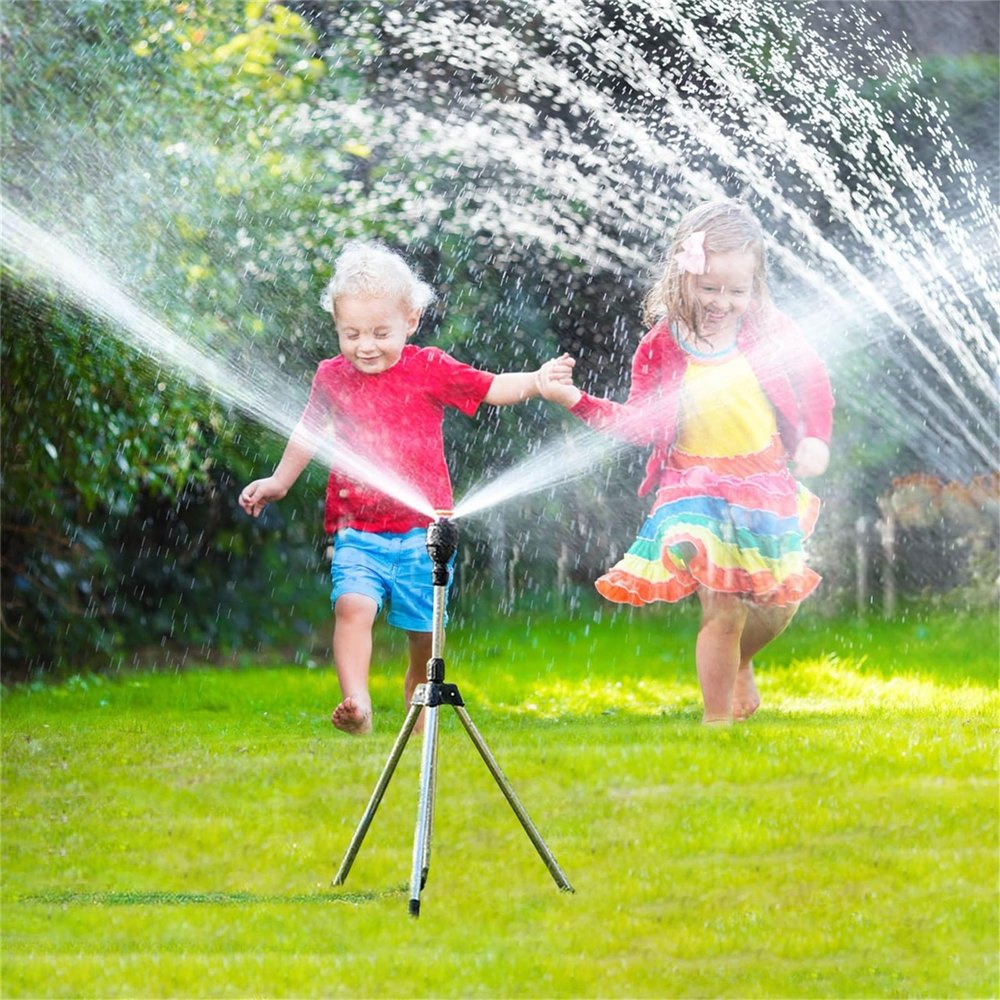 360 Rotating Tripod Sprinkler - Adjustable Stainless Steel Garden Watering System with Telescopic Pole for Lawn, Yard & Outdoor Irrigation
