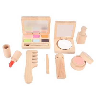 RiToEasysports Kids Makeup Kit, Wooden Cosmetic Toy Set for Girls, Skincare Simulation, Toddler-Friendly, Preschoolers, Birthday Gift for Kids