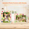 16 Wooden Photo Frames for DIY Crafting, 5.9 X 7.9 Blank Frames with 12 Mini Paint Pens & 4 Crystal Sticker Sheets for Custom Projects view 3