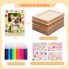 16 Wooden Photo Frames for DIY Crafting, 5.9 X 7.9 Blank Frames with 12 Mini Paint Pens & 4 Crystal Sticker Sheets for Custom Projects view 4