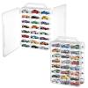 2Pcs Double Sided 1/64 Scale Toy Car Storage Case with Carrying Handle, Portable Transparent Storage Case Compatible with Matchbox Car Hot Wheels, 92 Slot Transparent Organizer for 96 Toy Cars view 1