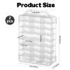 2Pcs Double Sided 1/64 Scale Toy Car Storage Case with Carrying Handle, Portable Transparent Storage Case Compatible with Matchbox Car Hot Wheels, 92 Slot Transparent Organizer for 96 Toy Cars view 2