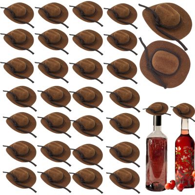 GIYAWA 30 Pcs Mini Cowboy Hats for Dolls Crafts Parties and Miniature Scenes, Perfect Miniature Western Decor Accessories for Cowboy Theme Parties Birthday Favors, Cake Toppers