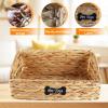 Brabtod Trapezoid Pet Dog Toy Basket,Collapsible Dog Toy Bin,Wicker Basket for Dog Cat Toys,Pet Toy Box,Dog Storage Organizer for Leash Blanket Toys Snacks-Natural Farmhouse Water Hyacinth view 4