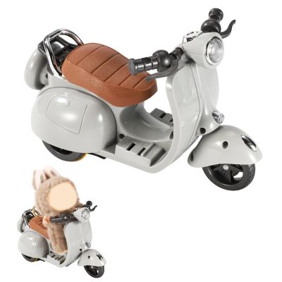 BTFO Doll Scooter Toy with Lights & Music, Rotating Interactive Model Toy Vehicle Fun Desktop Decor for Doll Collectors (Gray)