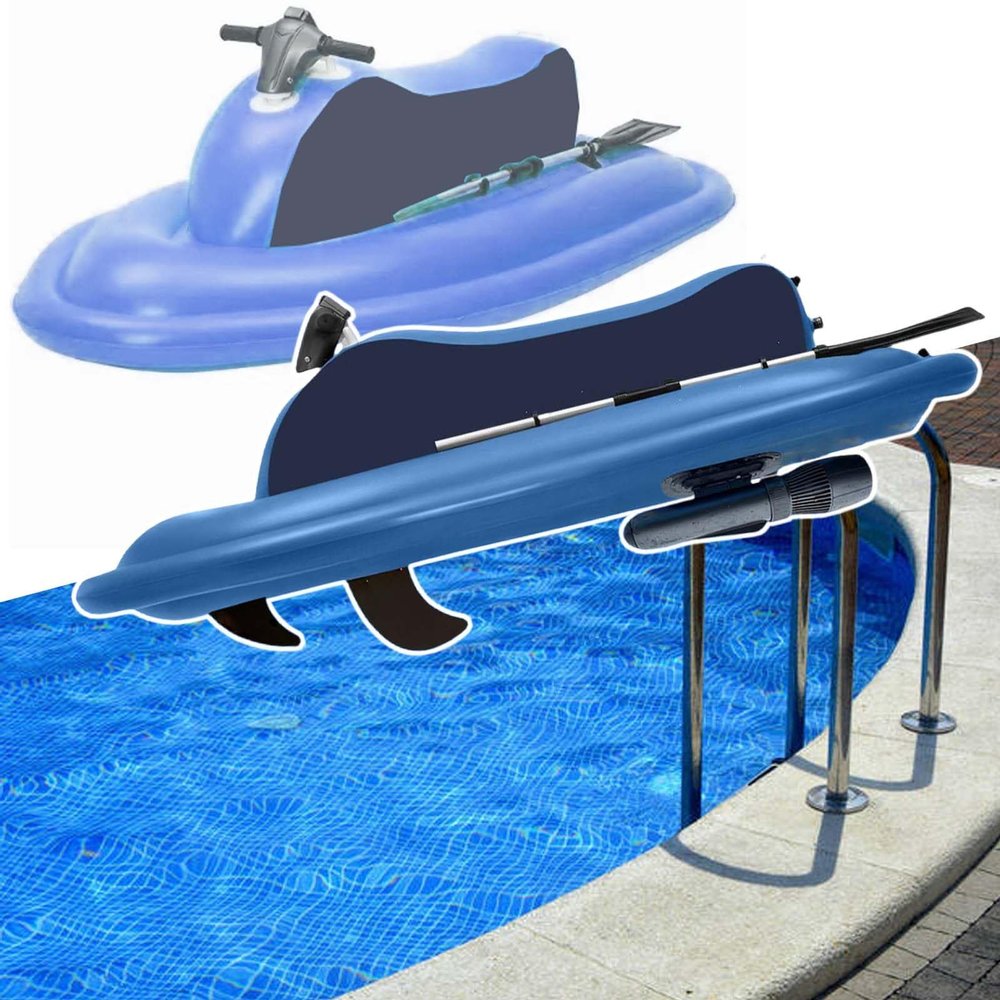 HCAUYNN Summer Water Jet Ski Inflatable Boat,with Under Water Scooter,Electric Motorized Pool Float Boat Toys,with Fins Large and Small/Oars/Air Pump,OnlyMotorboat