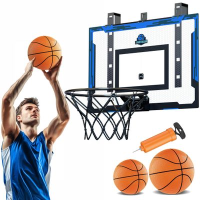 24" x 16" Indoor Large Basketball Hoop Toy - Upgraded Adjustable Height Basketball Hoop Over The Door with Complete Accessories, Basketball Toys Christmas Birthday Gifts for Kids & Adults