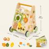 Wooden Baby Walker with Activity Center, Forest Themed Montessori Push Toy for Toddlers 13, Bead Maze, Shape Sorter, Gears, Puzzles & Fine-Motor Learning, Speed Adjustable Wood Walker for First Steps view 2