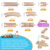 MykaFort 20-Piece Wooden Train Track Expansion Pack A with Storage Box,Made of Beechwood,Compatible with Brio-Curved & Straight Tracks with X-Crossing-Toy Railway Accessories for Kids Ages 3+ view 2