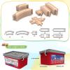 MykaFort 20-Piece Wooden Train Track Expansion Pack A with Storage Box,Made of Beechwood,Compatible with Brio-Curved & Straight Tracks with X-Crossing-Toy Railway Accessories for Kids Ages 3+ view 3