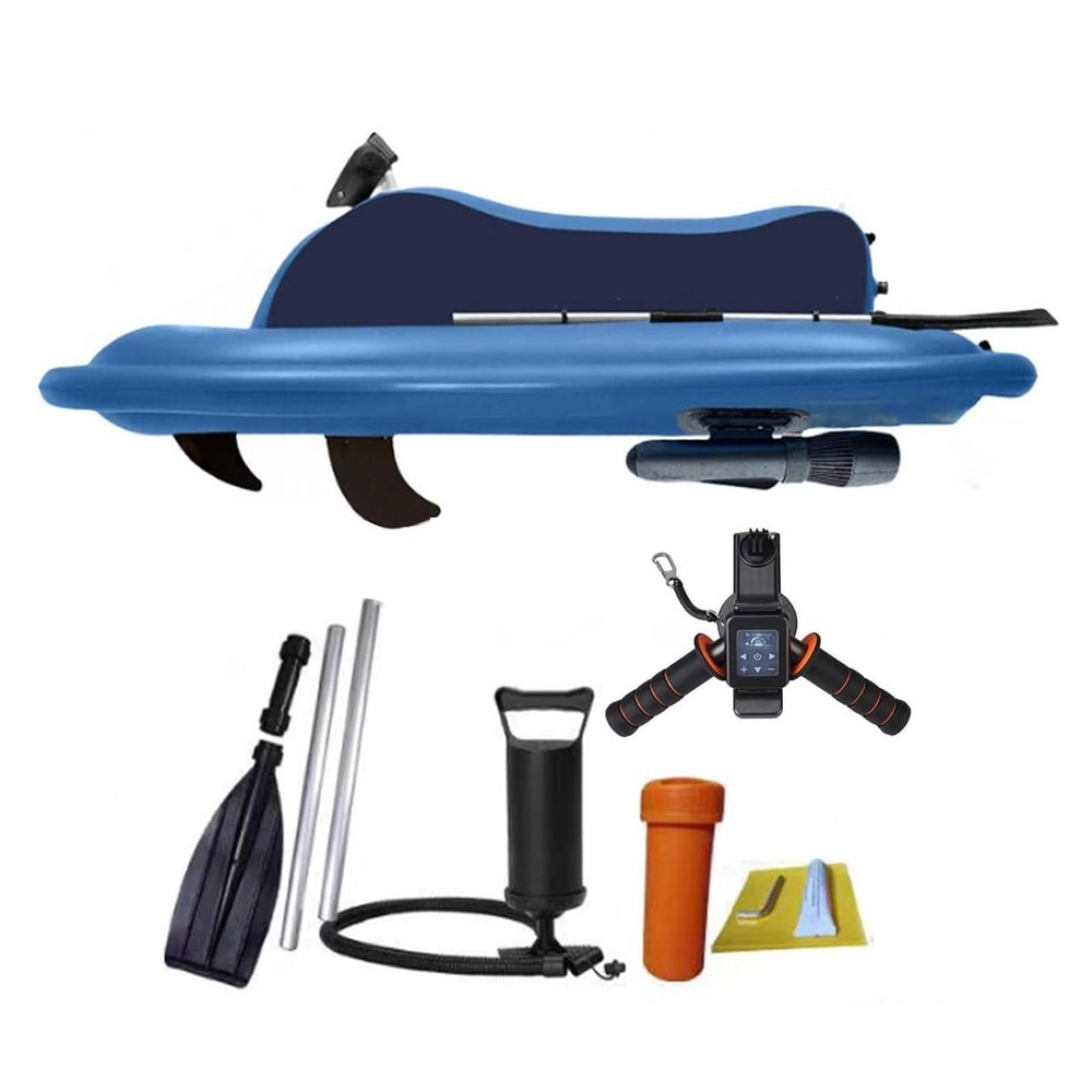 VNATWGOO Inflatable Electric Motorboat, 500W Brushless Motor Detachable Thruster, for Underwater Scooter Diving Booster,Motorboat+500W10A