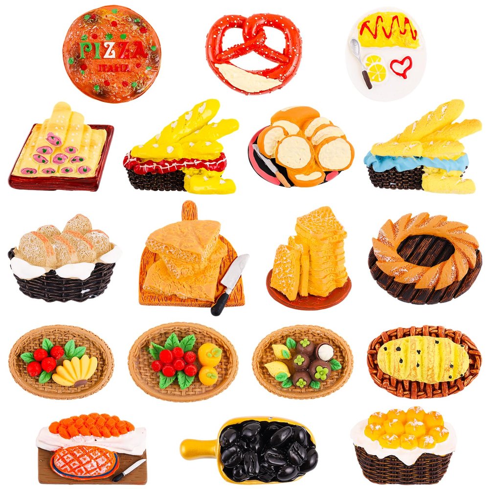 18 Pcs Miniature Mexican Fiesta Food Toy Dia de Los Muertos Ofrenda Dia de Los Muertos Mexican Mini Food for Miniature Fairy Garden Accessories Garden Dollhouse Decoration